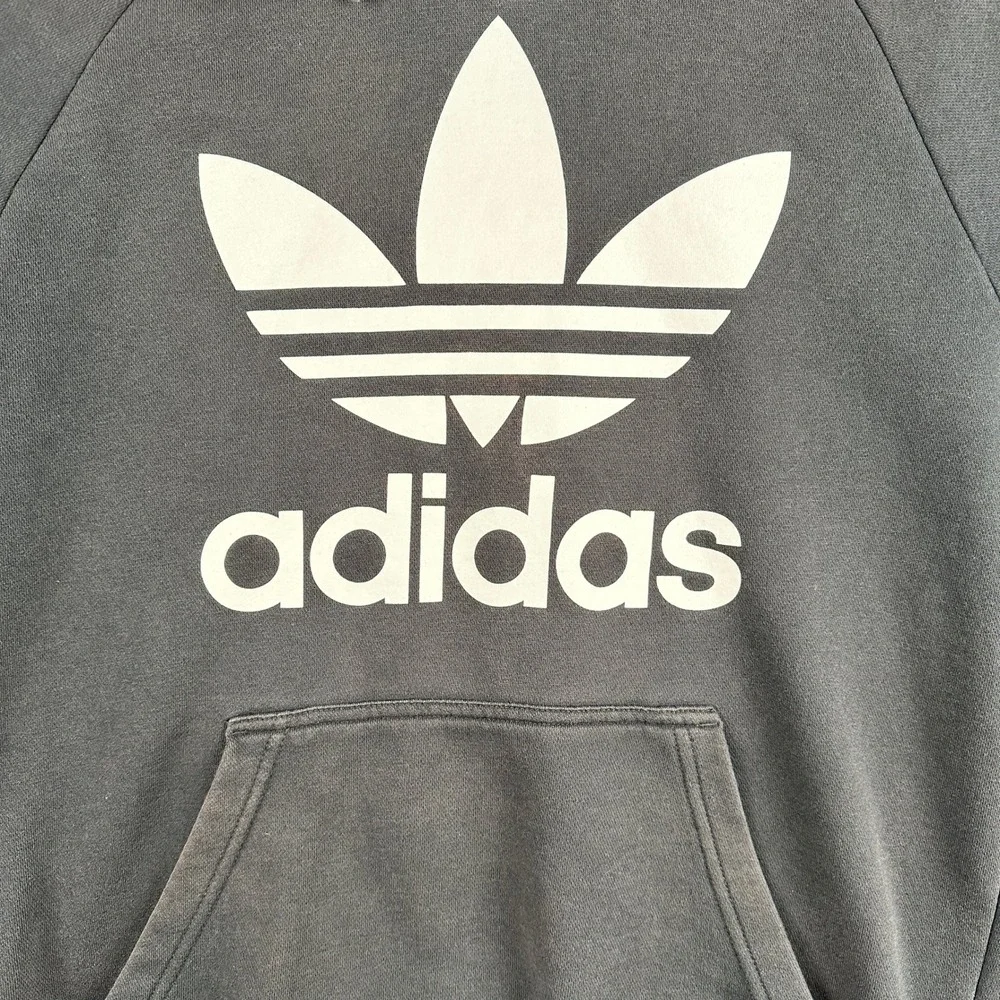 Adidas‎ Hoodie Mens Medium Black Trefoil Logo Pullover Sweatshirt Raglan Sleeve